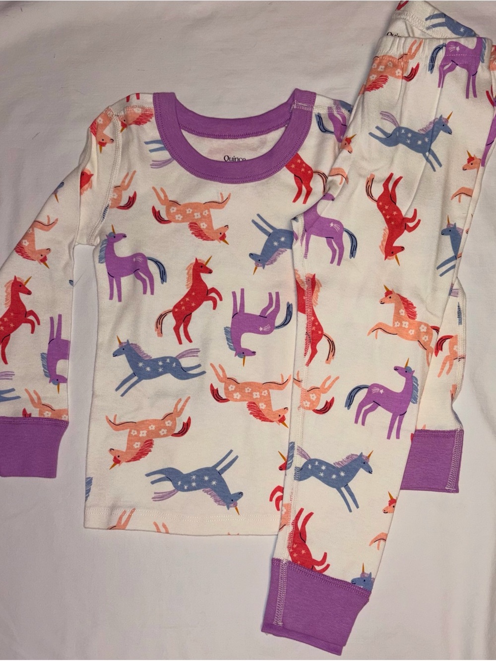 Quince organic cotton pajamas with overall unicorn print sz 3T NWT